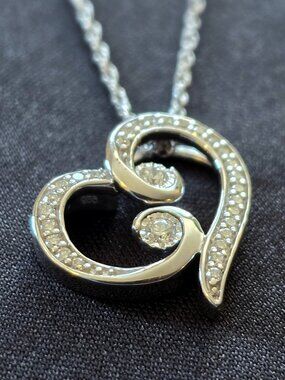 Natural diamond heart necklace, $899 MSRP, 0.50 ctw, 925 sterling silver, 3.2 g